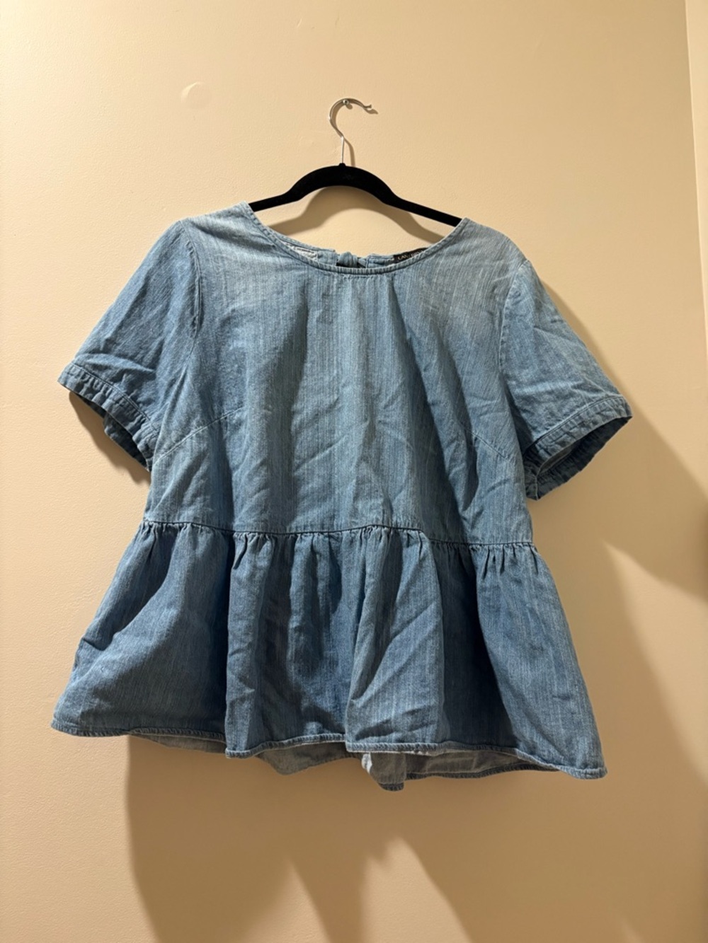 Light Blue Denim Peplum Top